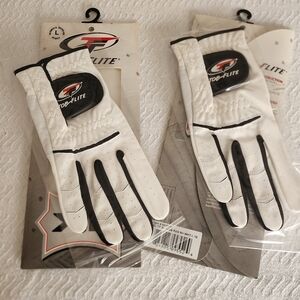 2 Pair Top-Flite Women's White and Black Golf Gloves Large Right New